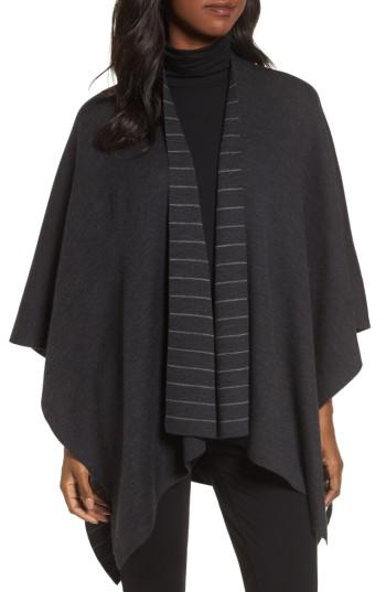 Women's Eileen Fisher Reversible Serape Wrap, Size - Grey
