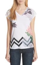 Women's Ted Baker London Palace Gardens Woven Front Tee - White