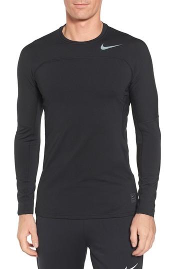 Men's Nike Pro Long Sleeve Training T-shirt, Size - Black