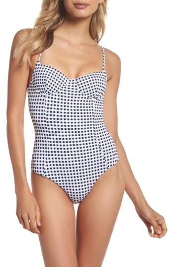 Women's Onia Check One-piece Swimsuit - Blue