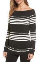 Women's Halogen Cotton Blend Off The Shoulder Sweater, Size - Black