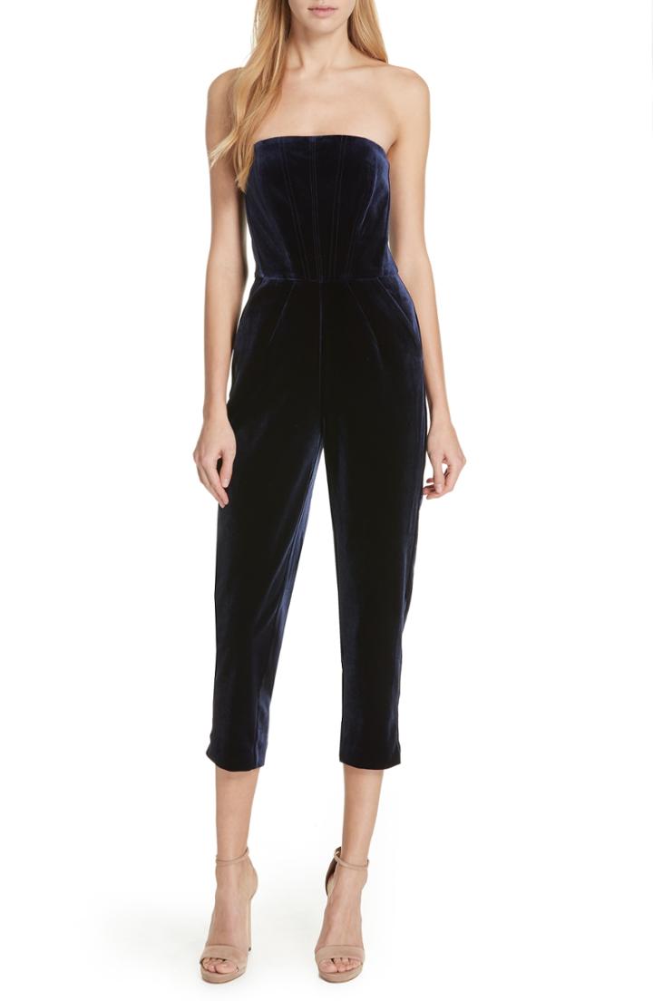 Women's Nicholas Velvet Strapless Jumpsuit - Blue