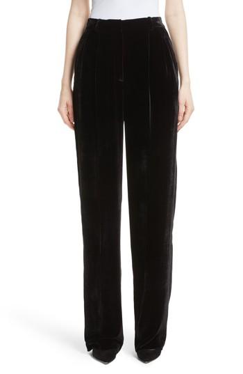 Women's Theory High Waist Luxe Velvet Pants - Black