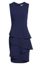 Women's Eliza J Ella Ruffle Cascade Crepe Sheath Dress - Blue