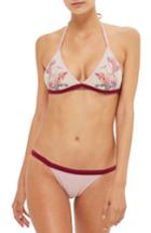 Women's Topshop Bird Embroidered Triangle Bikini Top Us (fits Like 0) - Pink