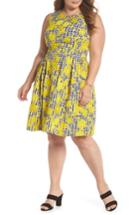 Women's 1901 Embroidered Gingham Fit & Flare Dress (similar To 12w) - Yellow