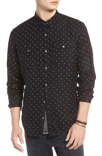 Men's Treasure & Bond Trim Fit Print Sport Shirt - Black