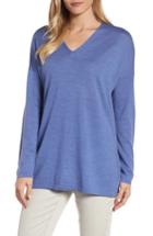 Petite Women's Eileen Fisher Merino Wool Tunic Sweater P - Blue