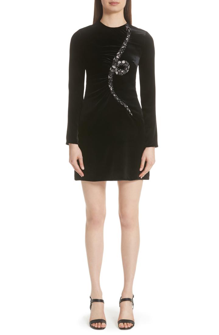 Women's Valentino Beaded Snake Velvet Dress Us / 42 It - Black