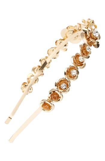 Tasha Crystal Embellished Flower Headband, Size - Metallic