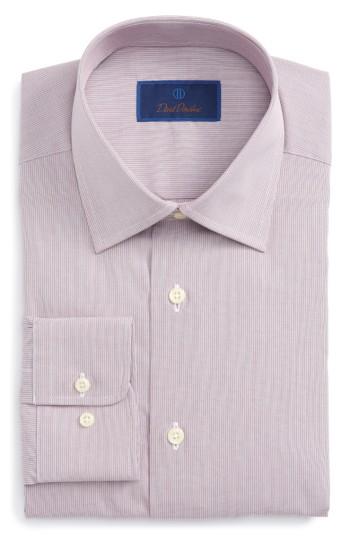 Men's David Donahue Regular Fit Check Dress Shirt 32/33 - Red