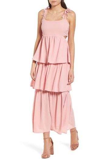 Women's Lost Ink Tiered Maxi Dress, Size - Pink