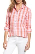 Women's Tommy Bahama Athena Plaid Linen Shirt - Orange