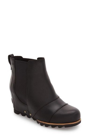 Women's Sorel 'lea' Waterproof Wedge Bootie .5 M - Black