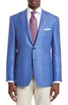 Men's Canali Classic Fit Herringbone Wool Blend Sport Coat R Eu - Blue