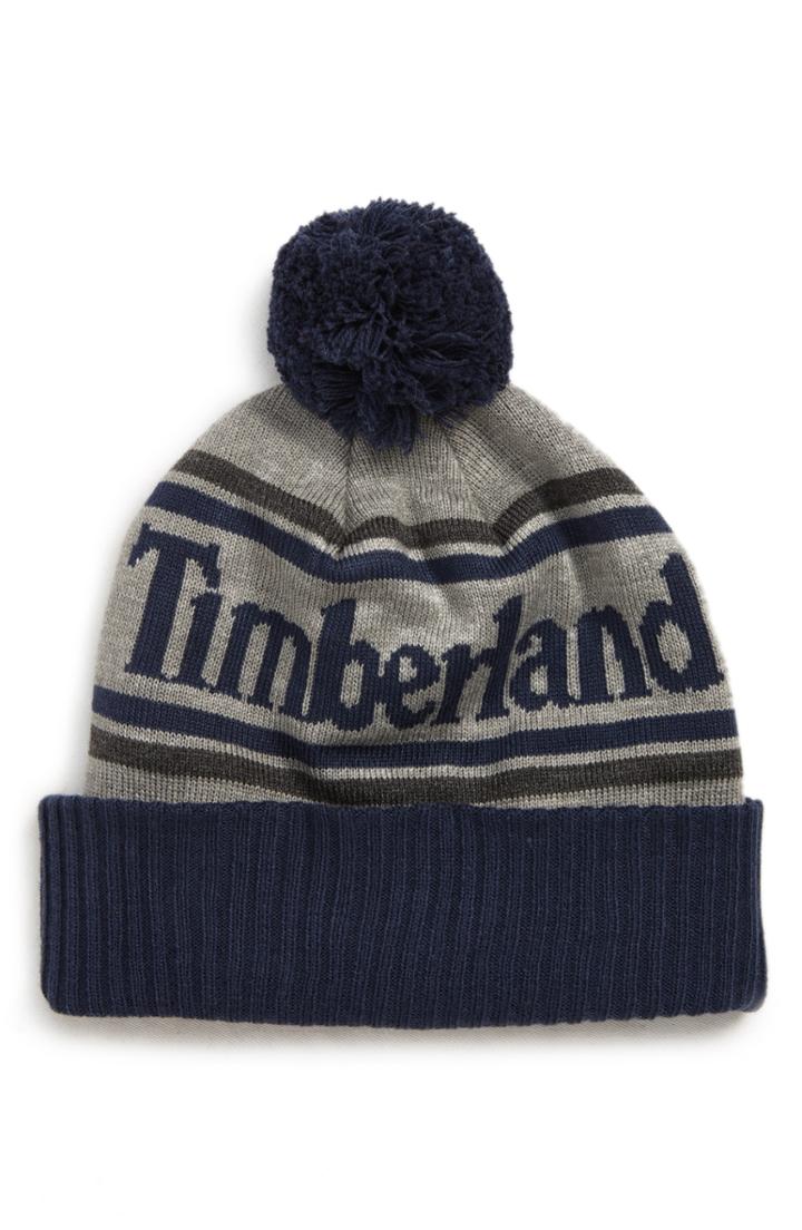 Men's Timberland Cuffed Pom Beanie - Blue