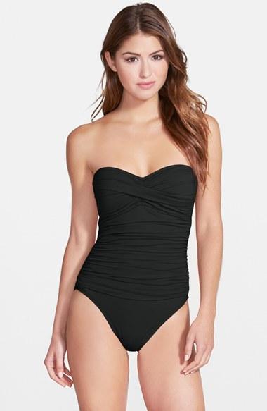 Women's La Blanca Twist Front Bandeau One-piece Swimsuit - Black