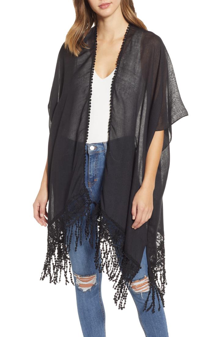 Women's Nordstrom Lace Trim Ruana