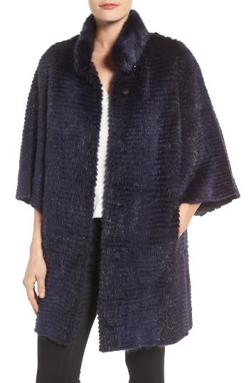 Women's Linda Richards Genuine Mink Fur Jacket - Blue