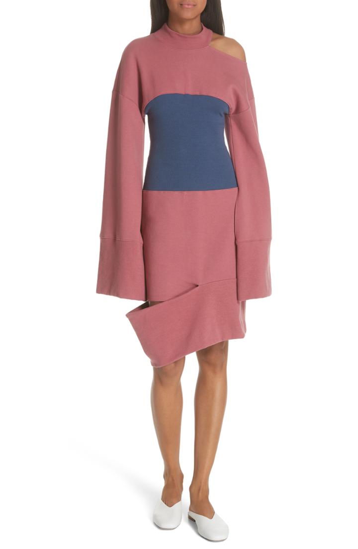 Women's Ji Oh Corset Panel Sweatshirt Dress, Size - Burgundy