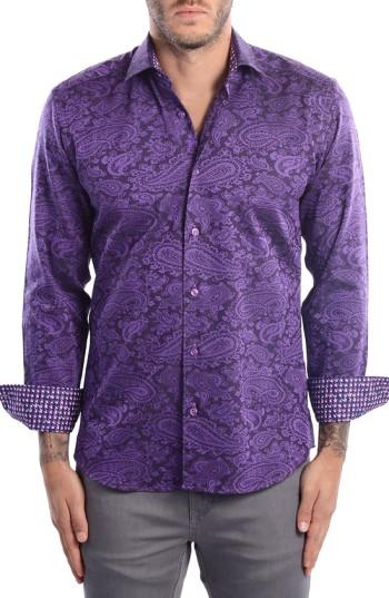 Men's Bertigo Paisley Modern Fit Sport Shirt, Size - Purple