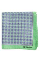 Men's David Donahue Medallion Silk Pocket Square, Size - Green