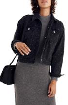 Women's Madewell The Boxy Metallic Dot Crop Jean Jacket, Size - Black