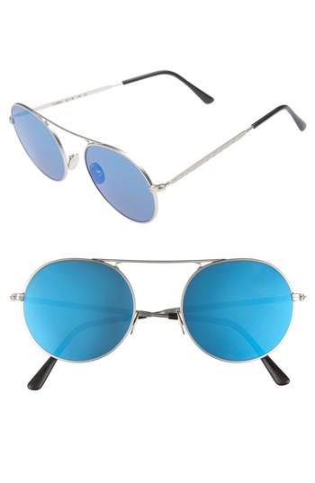 Men's L.g.r. Tuareg 52mm Polarized Sunglasses - Silver Matte/ Blue Mirror