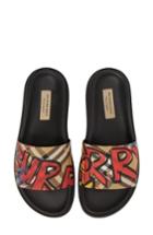 Women's Burberry English Icons Check Slide Sandal Us / 35eu - Beige