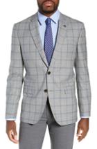 Men's Ted Baker London Jay Trim Fit Windowpane Wool Sport Coat L - Grey