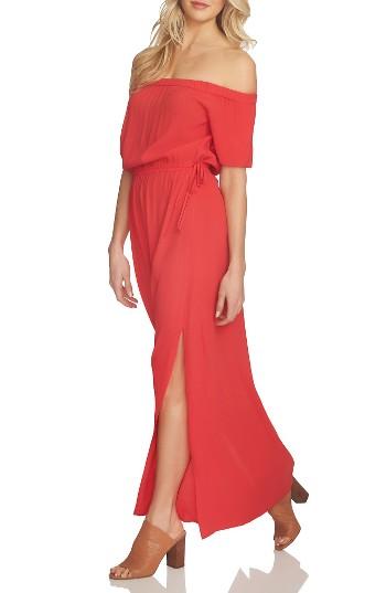 Women's 1.state Blouson Off The Shoulder Maxi Dress, Size - Red