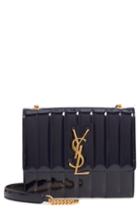 Women's Saint Laurent Vicky Patent Leather Wallet On A Chain - Blue