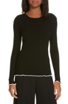 Women's Milly Contrast Edge Pullover Sweater, Size - Black