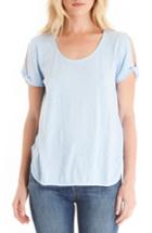 Women's Michael Stars Twisted Slit Sleeve Tee, Size - Blue