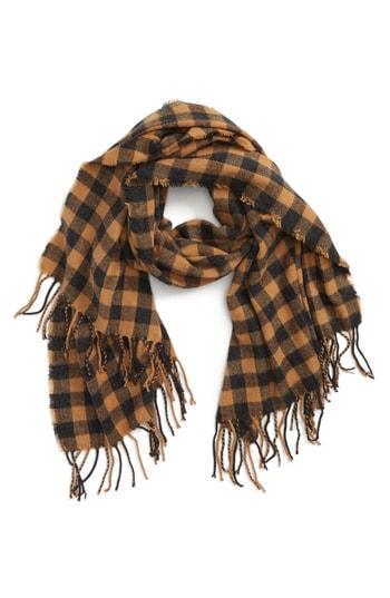 Women's Bp. Check Fringe Scarf, Size - Beige