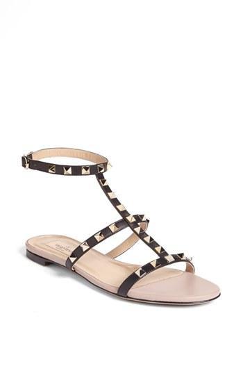 Valentino 'rockstud' T-strap Sandal Black