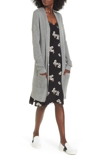Women's Bp. Lightweight Rib Stitch Cardigan, Size - Grey