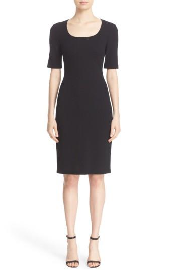 Women's St. John Collection Milano Pique Knit Scoop Neck Dress - Black
