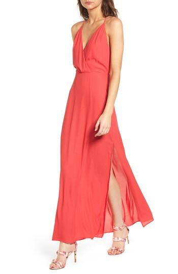 Women's Surplice Maxi Dress - Red