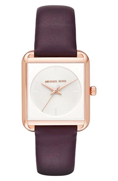 Women's Michael Michael Kors 'lake' Leather Strap Watch, 32mm X 39mm