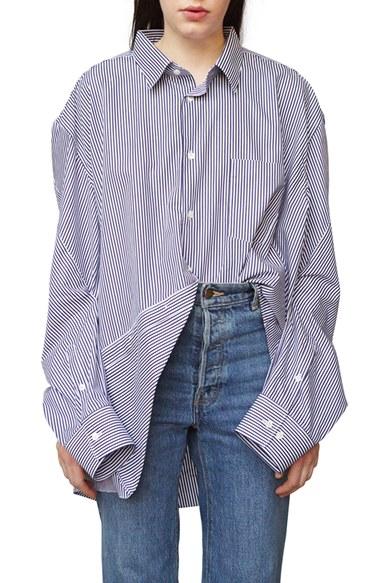 Women's Vetements Stripe Cotton Shirt - Blue