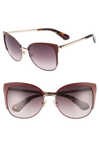 Women's Kate Spade New York 'genice' 57mm Cat-eye Sunglasses - Ople Burgundy