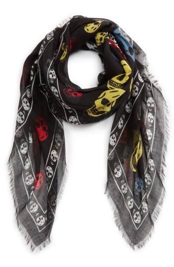 Men's Alexander Mcqueen Multicolor Skull Silk & Modal Scarf