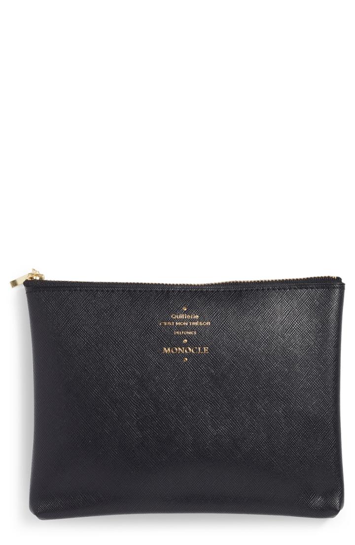 Monocle X Delfonics Quitterie Faux Leather Zip Pouch - Black