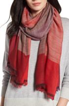 Women's Eileen Fisher Colorblock Wool & Silk Scarf, Size - Red