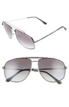 Women's Tom Ford Georges 59mm Aviator Sunglasses - Rhodium/ Black/ Gradient Smoke