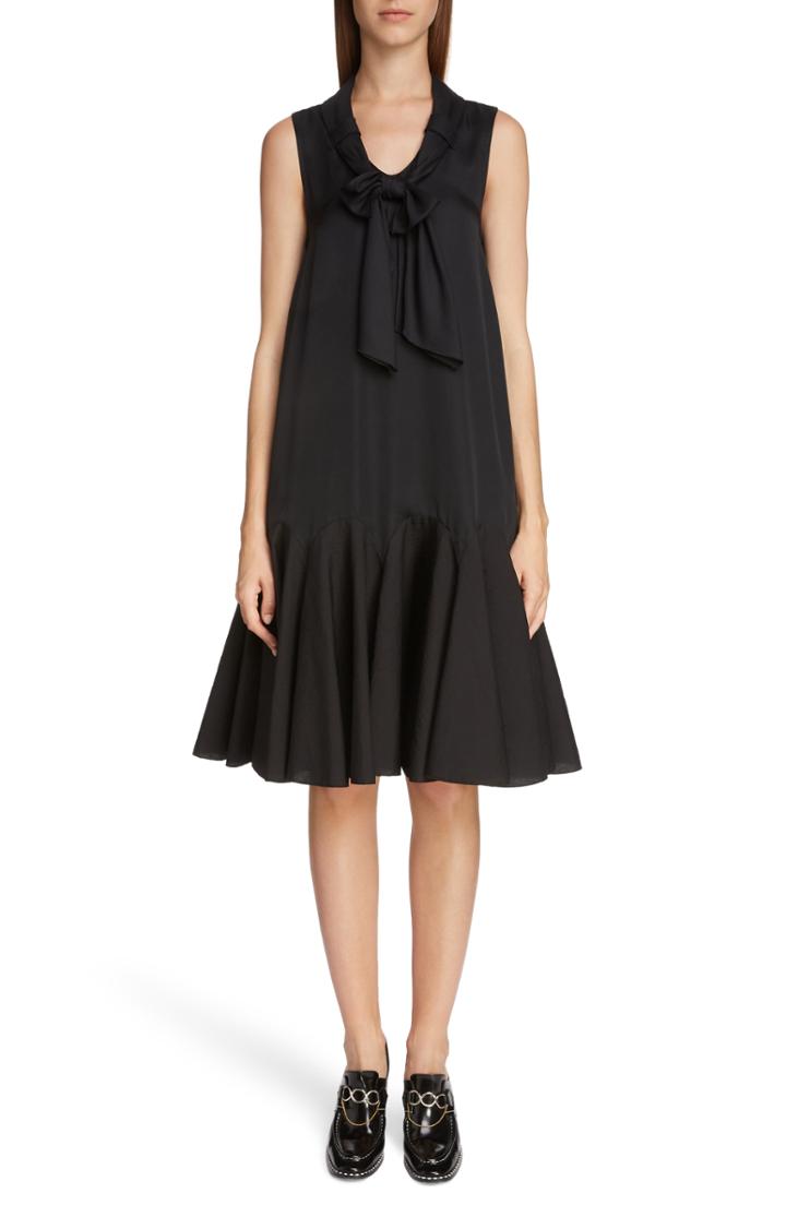 Women's Jw Anderson Bow Detail Exaggerated Hem Dress Us / 8 Uk - Black