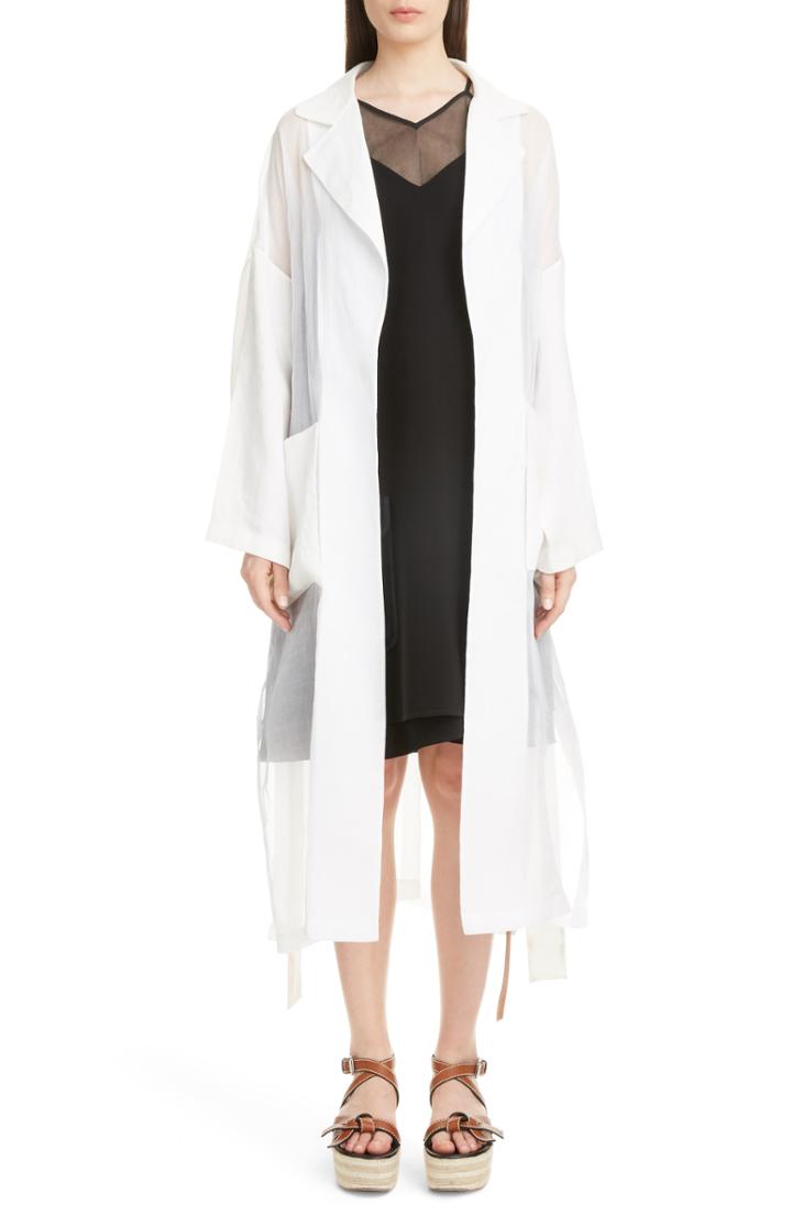 Women's Loewe Sheer Cotton & Linen Trench Coat