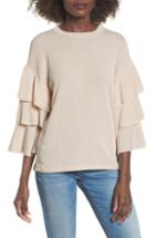 Women's All In Favor Ribbed Ruffle Sleeve Top - Beige