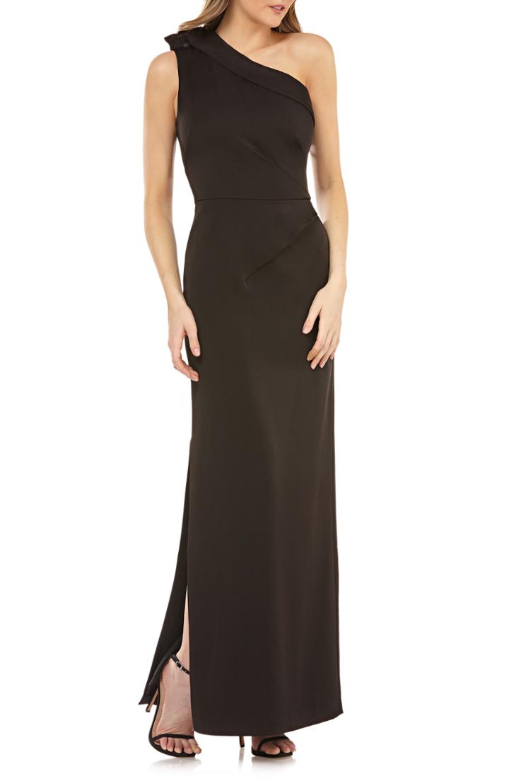 Women's Kay Unger One-shoulder Column Gown - Black